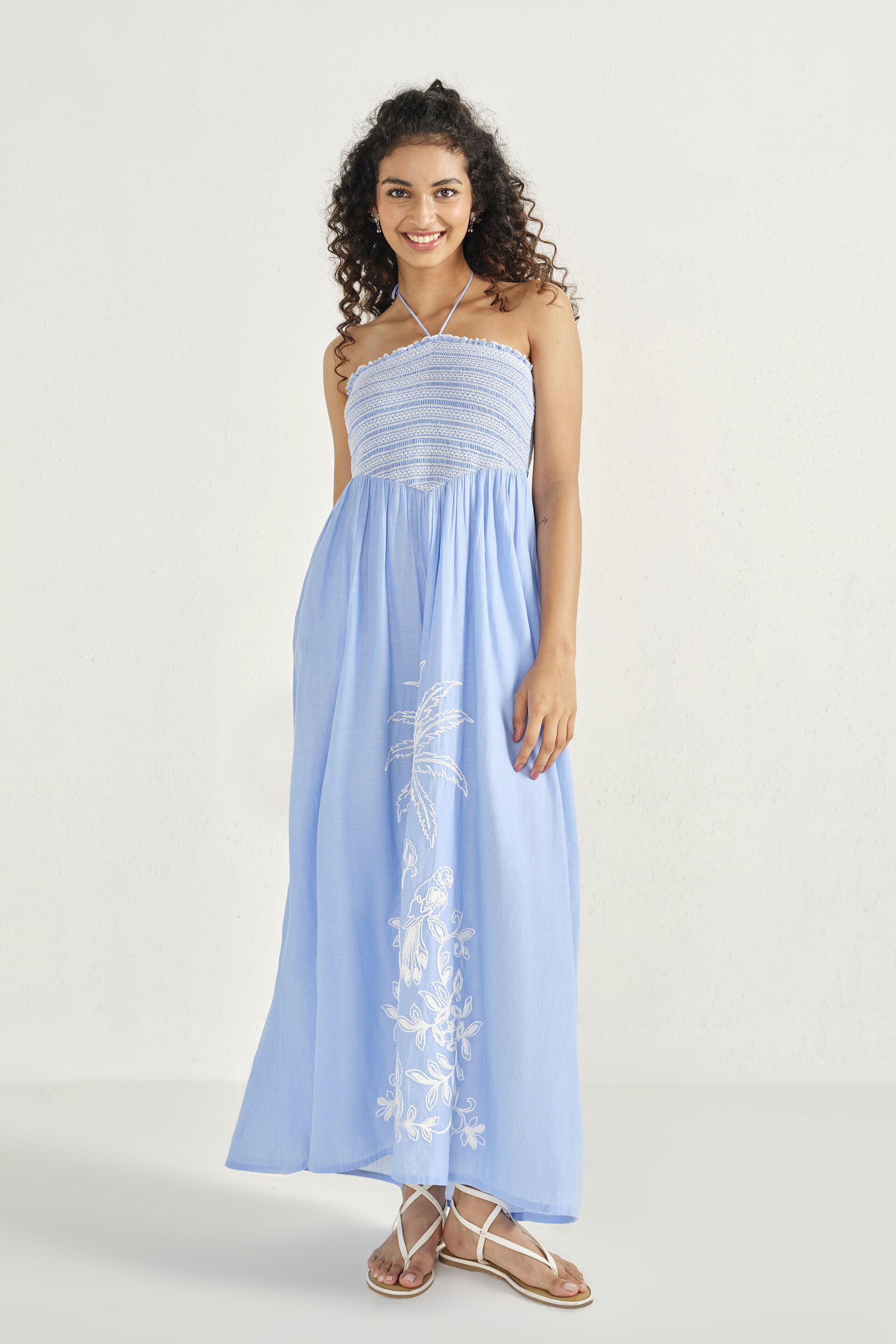 Sky Mist Embroidered Maxi Dress, Sky Blue, image 5